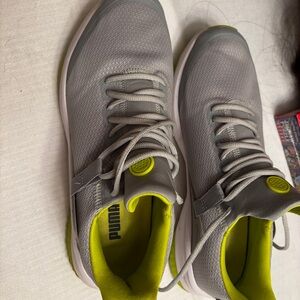 Puma Gray and Neon Green Athletic Shoes